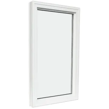 White vinyl fixed picture window with slim frame profile and large unobstructed glass area, ideal for maximizing natural light